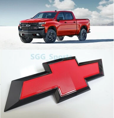 Chevrolet Silverado 1500 2019-2021 pajarita parrilla delantera emblema negro brillante rojo Foto 1 de 4