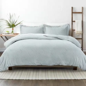 Light Blue Modern Diagonal Print 3-Piece King/California King Duvet Cover Set - Picture 1 of 6