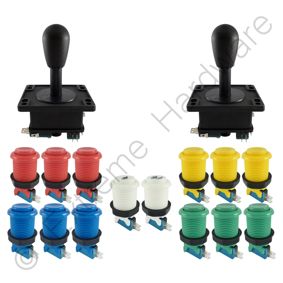 Kit Controllo Arcade 2 Giocatori 2 Joystick Bat Top 14 Pulsanti Colori Misti JAMMA