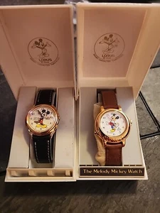 Vintage 2 lot, Disney The Melody Mickey Watch Lorus Quartz (with Box) - Picture 1 of 7