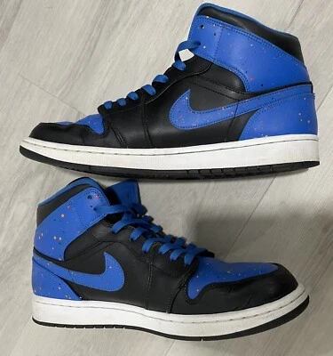 Nike Mens Air Jordan 1 Retro Mid Royal Paint Splatter 554724-048 Mens Size 12 - Image 1 of 4