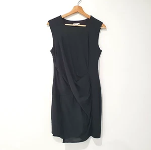 Helmut Lang Size M Black Ponte Georgette Twist drape Front Sleeveless Dress - Picture 1 of 10