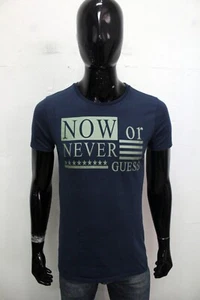 Guess Taglia S Uomo T-Shirt Maglietta Blu Manica Corta Maglia Cotone Logo Man - Imagen 1 de 12