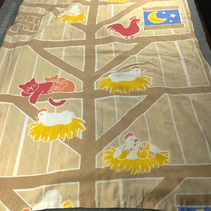 Vtg 1987 Dan River Twin Flat Sheet Rooster Country Cottage Barn Hen Farm USA - Picture 1 of 5