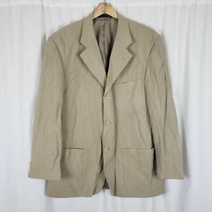 Jeffrey Banks Worsted Wool Sport Coat Jacket Blazer Mens 42R Tan Khaki Summer - Picture 1 of 5