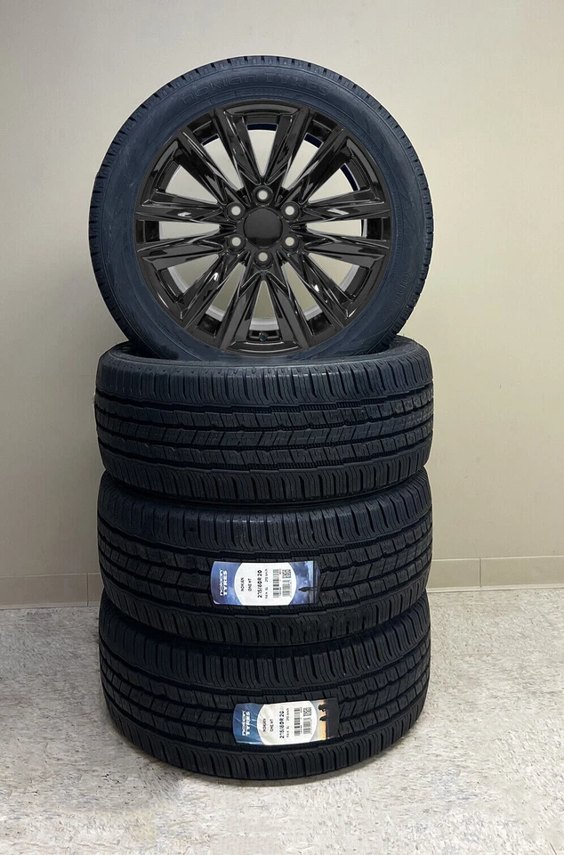 20" Gloss Black Cadillac Escalade Style Wheels + All Season Tires Fits 2014-2025 - Изображение 1 из 4