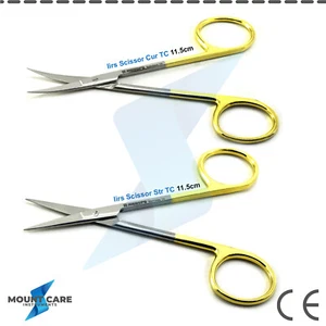 TC Iris Scissors Curved Straight 11.5 CM Set Dental Surgical Instruments - Picture 1 of 7