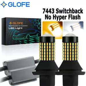 2X No Hyper Flash 7444 7443 LED Turn Signal Light Bulbs Parking DRL Switchback - Bild 1 von 11
