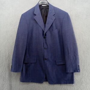 Salvatore Ferragamo Jacket Mens 44 Blue Wool Linen Blazer 3 Button Made In Italy
