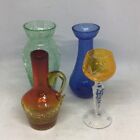 (3) Vintage Blown Crackle Glass (1) Crystal Cup Lot 