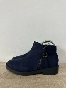 SIMPLY BE LADIES BLUE SUEDE BOTH SIDE ZIP UP ANKLE BOOTS SHOE UK SIZE 4 EUR 37 - Picture 1 of 8