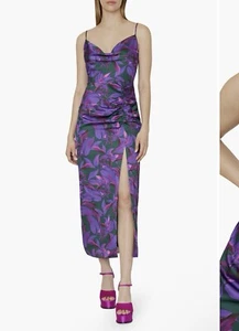 Milly Lilliana Floating Petals Purple Green Spaghetti Strap Dress NWT Sz 0 - Picture 1 of 6