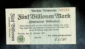 Billete de 5 billones de marcos Alemania Reichsbanh Berlín 1923 - Imagen 1 de 2