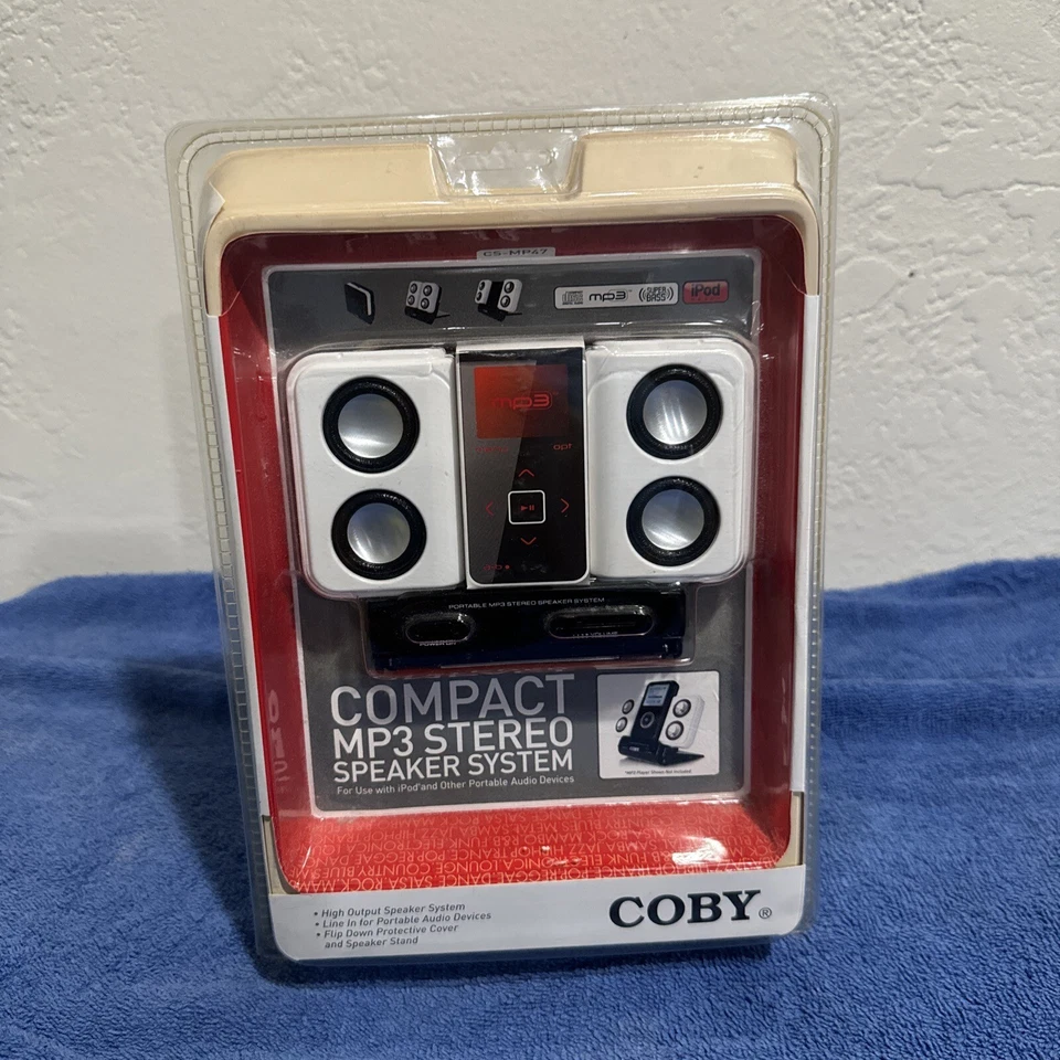 Coby Compact MP3 Stereo Speaker System Model No: CS-MP47 New In Box 2006 - Image 1 of 4