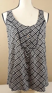 ANTHROPOLOGIE MAEVE Navy Ardmore Swing Geometric Button Front Tank Top Size 2/XS - Picture 1 of 12
