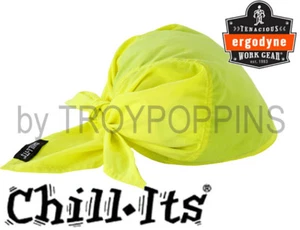 CAPPELLO A TRE CRAVATTE DI SICUREZZA SUL LAVORO ERGODYNE GEAR-CHILL-ITS 6710CT HV VERDE RAFFREDDAMENTO BANDANA - Foto 1 di 4