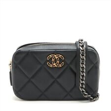 Chanel Chanel 19 Lambskin ChainShoulder Bag Black Gold xSilverMetal 32s
