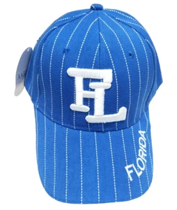 Nueva Gorra de Béisbol FLORIDA Sombrero Azul + Rayas Blancas Ajustable + Etiquetas - Imagen 1 de 8