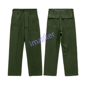 Réplica Militar OG-107 Fatiga Utilidad Pantalones Ejército HBT Verde Oliva Pantalones - Imagen 1 de 29