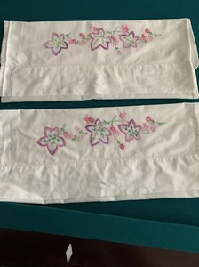 vintage hand embroidered White standard pillow Cases - Picture 1 of 1