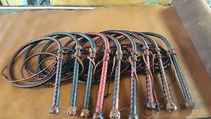 2 Tone Grey Species Leather 6plait 8ft Bull Whip - Bild 1 von 10