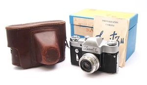 Zenit 3M 35mm USSR SLR Camera w/ Industar 50mm F3.5 + Case, Manual & Camera Box - Picture 1 of 9