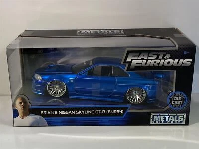Fast And Furious Nissan Skyline GT-R BNR34 Di Brian 1:24 Jada 97173 - Immagine 1 di 4