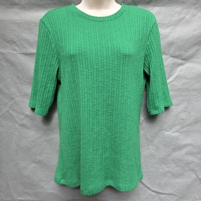 VINCE Talla Grande Kelly Verde Tejido Suéter Camisa Mangas Cuartas Colorido Brillante Foto 1 de 4