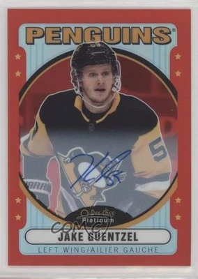2021-22 O-Pee-Chee Platinum Retro Rainbow Red Auto Jake Guentzel #R-42 - Image 1 of 3