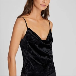 Club Monaco Crushed Velvet Cowl Neck Chemise TankTop Women’s Size XS Black - Picture 1 of 13
