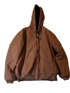 Carhartt J130 BRN Herren XL Braun Canvas Duck Active Kapuzenjacke Utility Chore - Bild 1 von 10