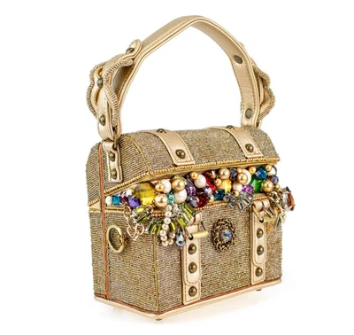 NEW Mary Frances Secret Treasure Top Handle Beaded Gold Box Handbag Purse w/Tags - Image 1 of 4