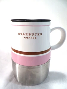 Starbucks Travel Mug 2006 weiß pink Edelstahl mit Deckel 14oz - Bild 1 von 7
