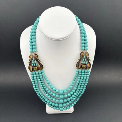 Collar Heidi Daus 5 Hilos Turquesa y Cristal Multicolor Ajustable Foto 1 de 4