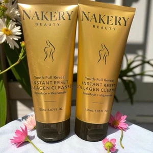 Nakery Beauty Youth Reveal Instant Reset Collagen Cleanser Resurface Lot of 2 - Picture 1 of 9