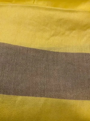 Ann Taylor Oblong Scarf Wide stripe.of yellow/ champagne Cotton& silk. - Image 1 of 4