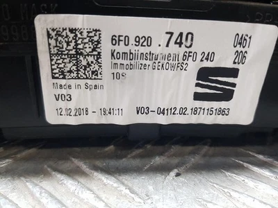 6F0920740 4772336 instrumentenblende für SEAT IBIZA (KJ1) REFERENCE 2017 Foto 1 de 4