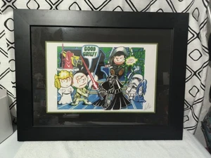 Peanuts Snoopy Star Wars Zusammenarbeit signiert Zeichnung 10x16 gerahmte Kunst - Bild 1 von 13