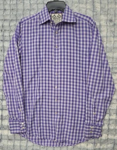 Thomas Pink Purple Check Plaid Gingham Collection Men's 15.5 Shirt Medium - Picture 1 of 4