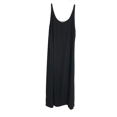 Eileen Fisher Georgette Crepe Maxi Dress Womens XL Black 100% Silk Sleeveless - Image 1 of 4
