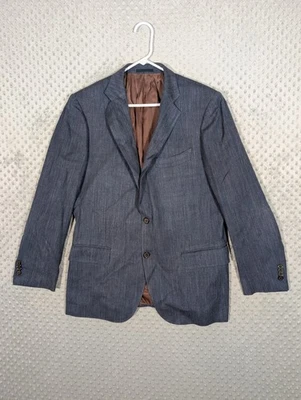 Suitsupply Lazio Sport пальто Blazer мужчин 44R шерсти шелк льняной синий елочка - Изображение 1 из 4