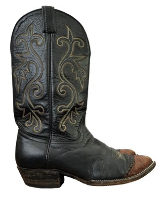 Hondo De Colección Western Bts W 1.5” Tacón MNS 10D Negro Lthr W Marrón Piel de Serpiente Punta Foto 1 de 4