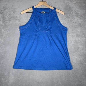 Camiseta sin mangas Lilly Pulitzer Isaac tejida para mujer M azul escalera encaje sin mangas cuello en V - Imagen 1 de 5