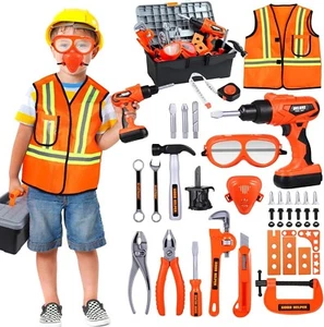 Realistic 45 PCS Kids Tool Set with Carrying Toolbox - Safe & Educational Fun - Picture 1 of 11
