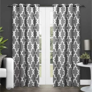 2 -Home Ironwork Sateen Woven Blackout Grommet Top Curtain Panels 52 x 108 - Picture 1 of 5