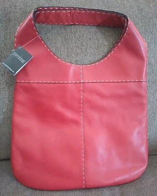 Nuevo con etiquetas Bolso de Mano de Cuero Vittadini Vintage Costuras Visibles - Magnético - ¡Diseño Delgado! Foto 1 de 4