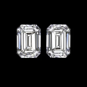 2 CARAT F VS1 LAB CREATED DIAMOND STUD EARRINGS EMERALD CUT PAIR CERTIFIED GROWN - Picture 1 of 1