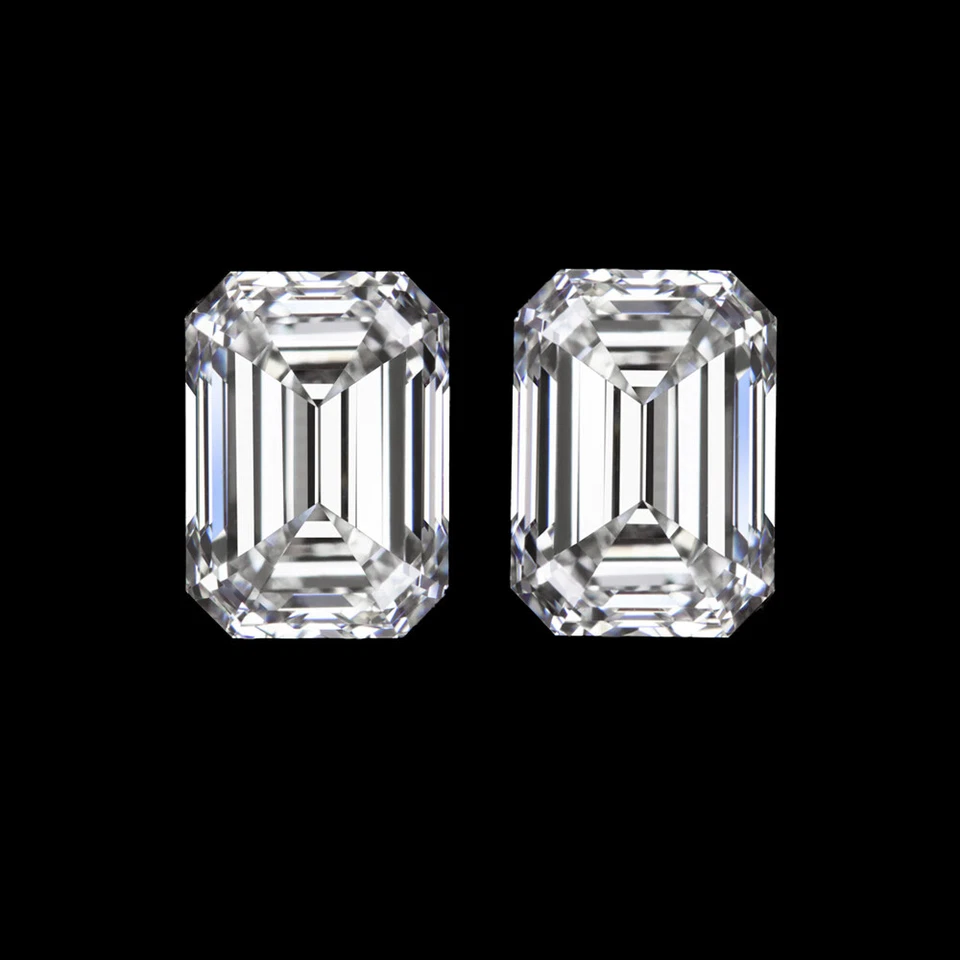 2 CARAT F VS1 LAB CREATED DIAMOND STUD EARRINGS EMERALD CUT PAIR CERTIFIED GROWN - Image 1 of 1