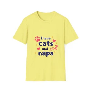I Love Cats And Naps Unisex Softstyle T-Shirt - Picture 1 of 29