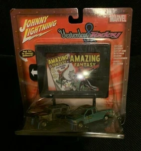 Johnny Lightning Yesterday & Today Amazing Spider-Man 2 Green Silver Trucks NEW - Picture 1 of 3